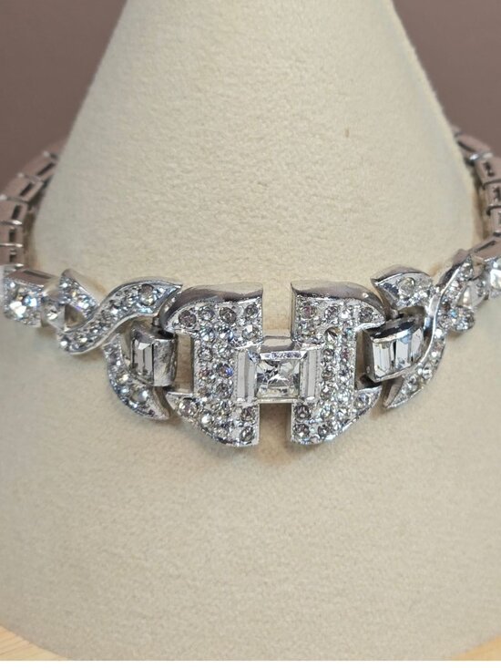 Dorsons Jewelry - Vintage Dorson's Sterling Silver Rhinestone Bracelet 1930s Art Deco Jewelry READ
